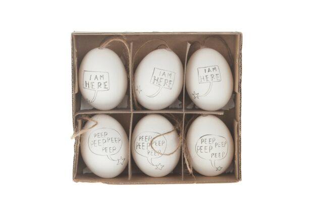 HEN'S EGG "PEEP PEEP" & "I AM HERE" 6PCS
