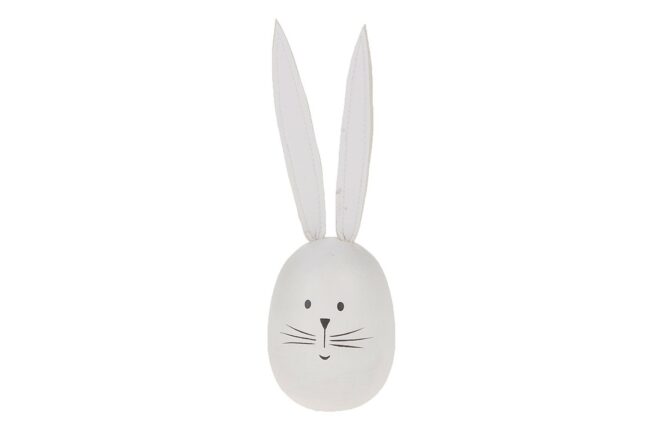 WOODEN RABBIT WHITE 7X7X17CM