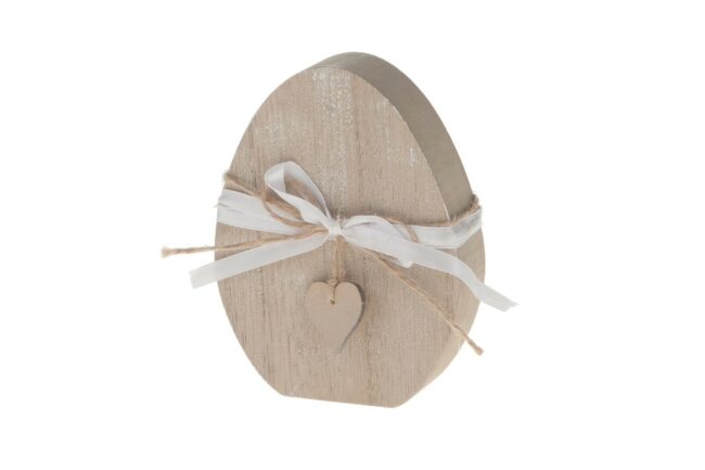 WOODEN EGG WITH HEART NATURAL 9.5X12X2.5CM