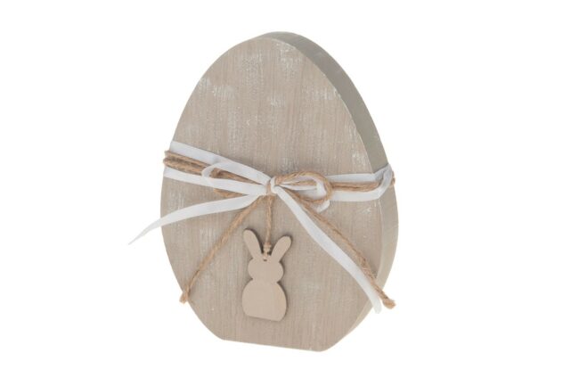 WOODEN EGG WITH RABBIT 14X18X2.5CM