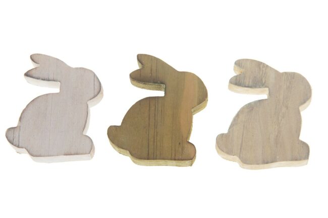 WOODEN RABBIT YELLOW MIX 16 PIECES - 3X3.5CM