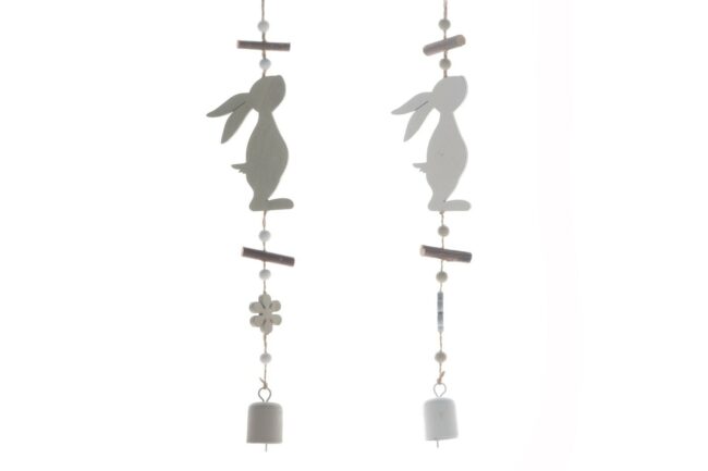 WOODEN RABBIT PENDANT 6X0.4X37CM 2PCS