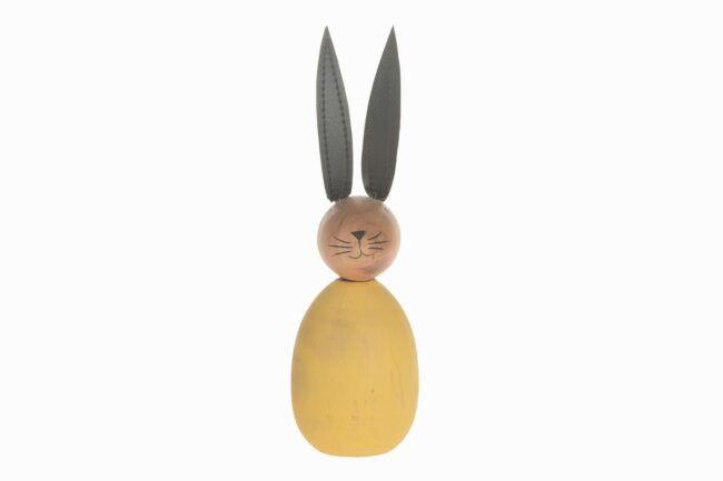 WOODEN BUNNY YELLOW 6X6X19.5CM