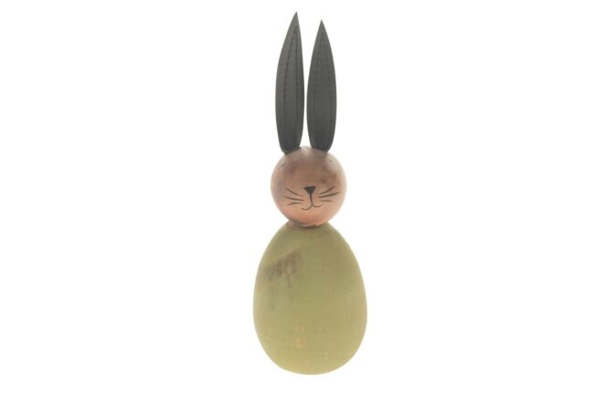 WOODEN BUNNY GREEN 5.6X5.6X17.5CM