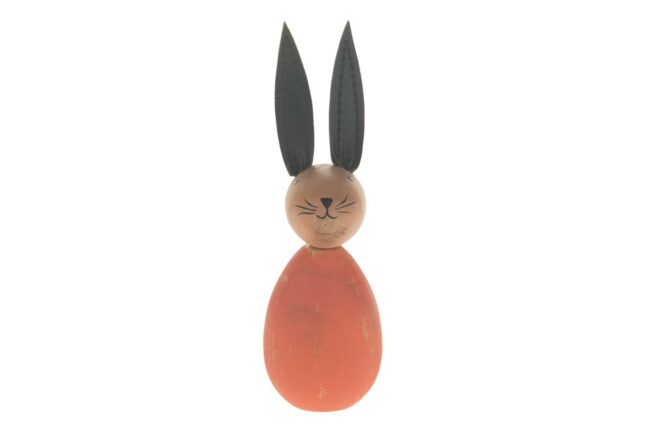 WOODEN BUNNY ORANGE 4.3X4.3X14CM