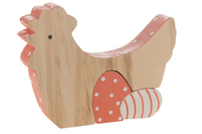 WOODEN HEN ORANGE 13X2X9CM