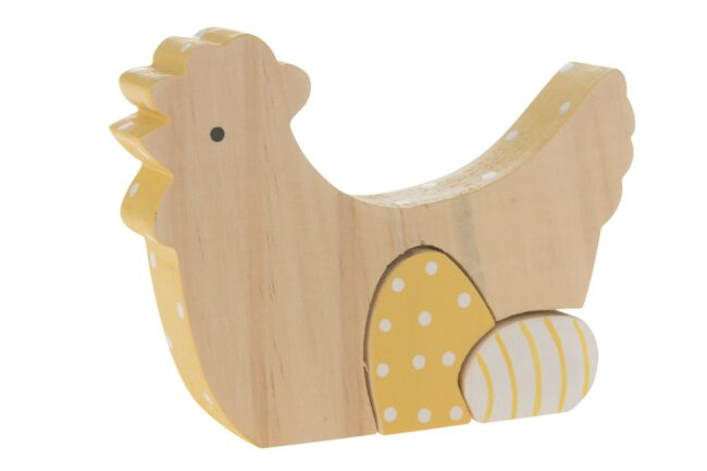 WOODEN HEN YELLOW 13X2X9CM