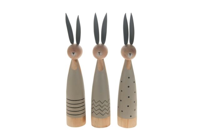 WOODEN RABBIT MIX ASSORTED 5.5X4.6X28CM