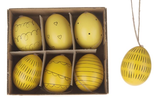 HEN'S EGGS YELLOW WITH BLACK MARKS 6PCS