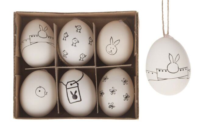 HEN'S EGGS WHITE/BLACK 6PCS