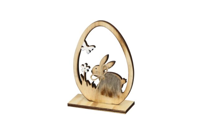 WOODEN EGG WITH SPRING DESIGN NATURAL 9X4X12.5CM