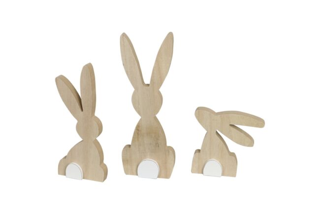 WOODEN RABBIT NATURAL ASSORTED 9.7-13.5X2.5X13.7-28.5CM