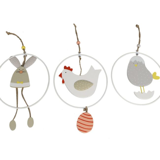 WOOD/METAL SPRING HANGER MIX BOX 1 PIECE - 14X18CM