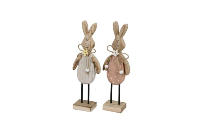 WOODEN RABBIT ASSORTED 9X5X28.5CM