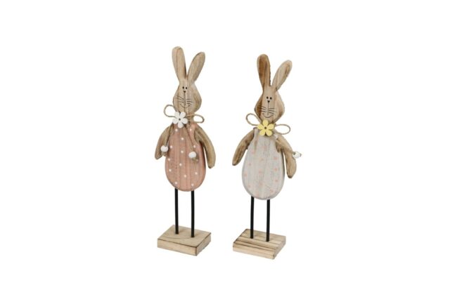 WOODEN RABBIT ASSORTED 7.5X4X23CM