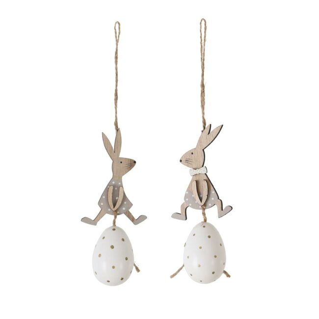 HANGING RABBIT WITH EGG MIX 4X15X4CM 2PCS