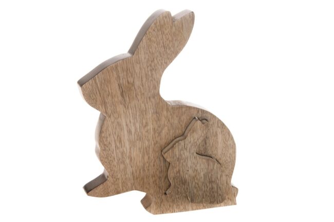 WOODEN RABBIT PUZZLE MANGO NATURAL 20X12X2.5CM