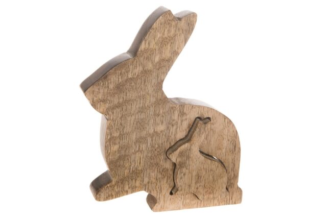 WOODEN RABBIT PUZZLE MANGO NATURAL 15X10X2.5CM