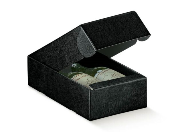 CANTINETTA 2 BOTTIGLIE PELLE NERO 340X185X90MM
