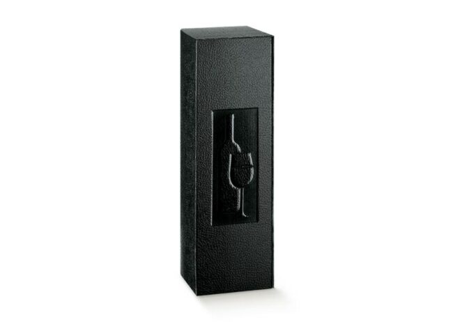 CANTINETTA 1 BOTTIGLIA STAMPO SECCO PELLE NERO 340X90X90MM