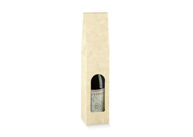 SCATOLA 1 BOTTIGLIA CON FINESTRA RIESLING TELA NEUTRO 90X90X410MM