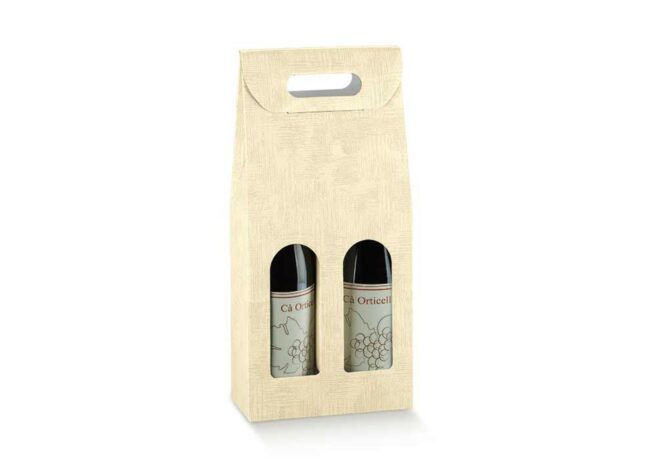 SCATOLA 2 BOTTIGLIE CON FINESTRA RIESLING TELA NEUTRO 180X90X420MM