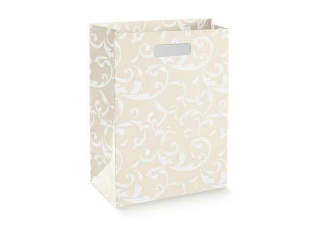 SHOPPER CON FORO DAMASCATO IVORY