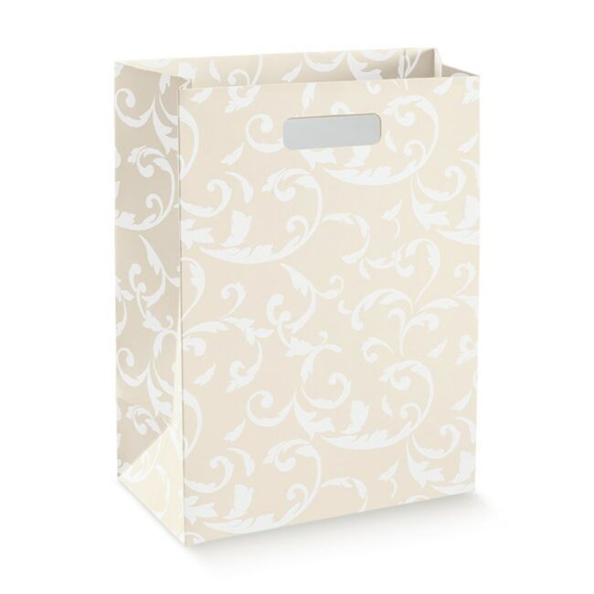 SHOPPER CON FORO DAMASCATO IVORY