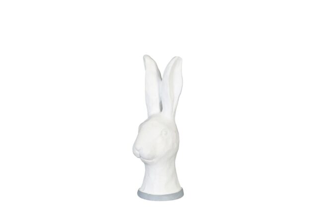 WHITE CERAMIC RABBIT HEAD 8X7.5X20CM