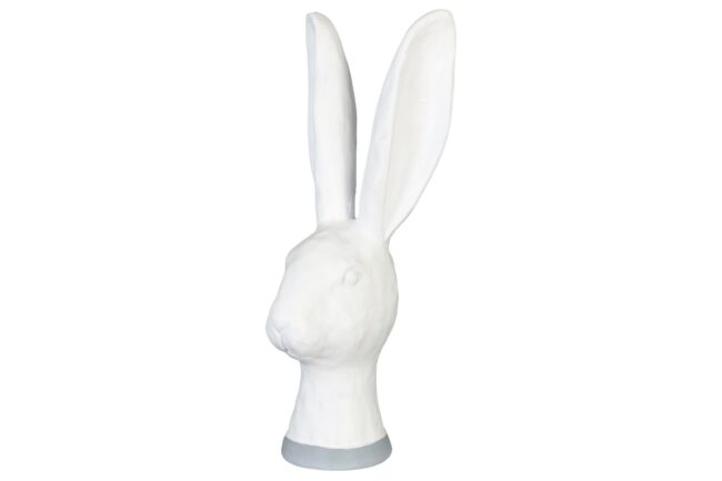 WHITE CERAMIC RABBIT HEAD 16X15.5X38CM