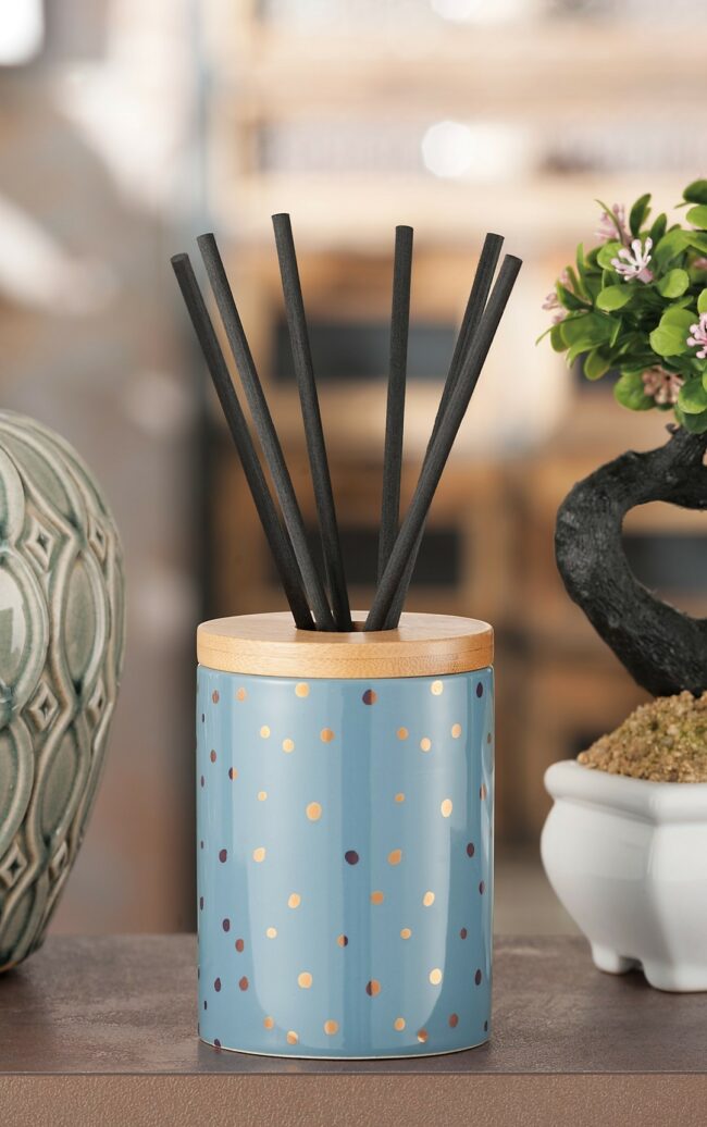 DIFFUSER CERAMIC & BAMBOO STICKS BLUE A4D D8XH11CM