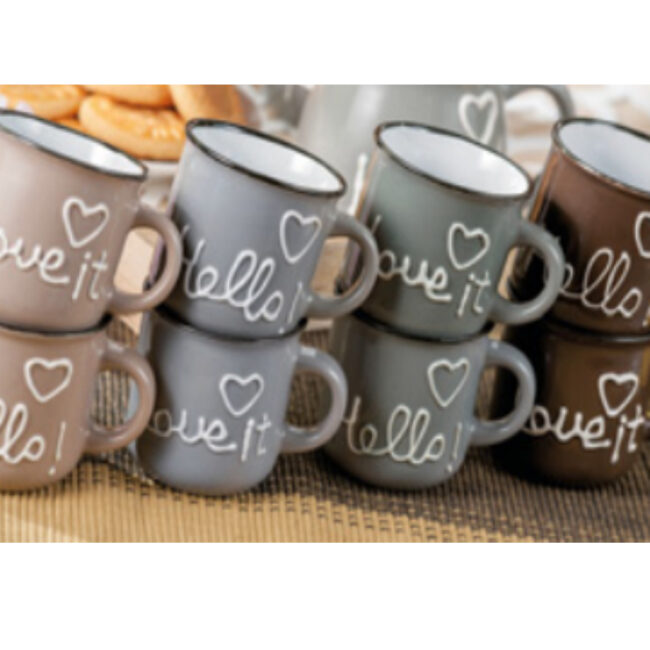 MUG HELLO CERAMIC ASSORTED D9.5XH9CM