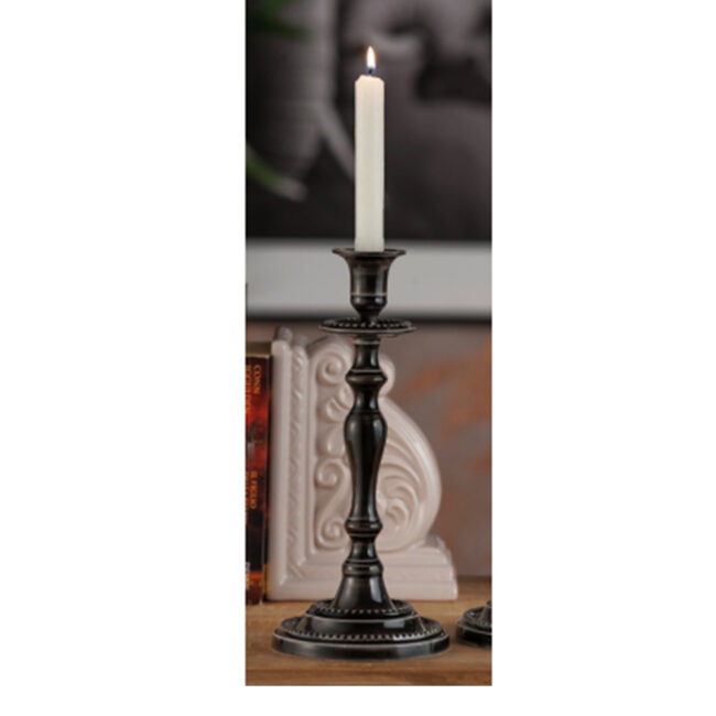 METAL CANDLE HOLDER RAYNER BLACK 12X28CM