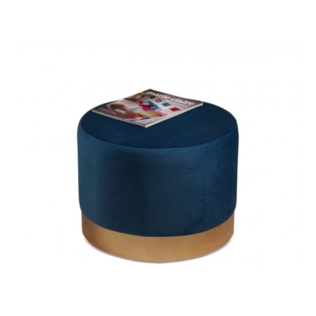 BLUE VELVET POUF TRENT WITH IRON 48X35CM