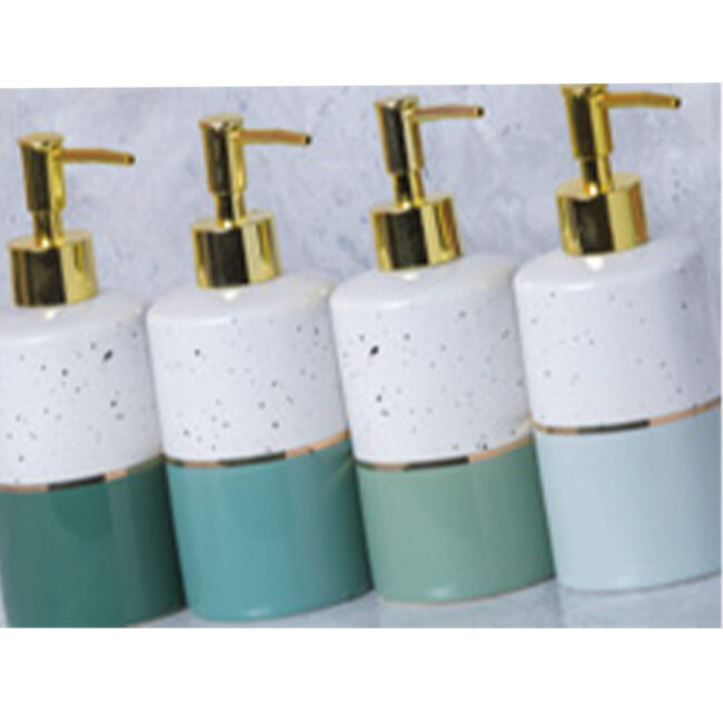 CERAMIC SOAP DISPENSER GREEN ASSORTED 6.5X18.5CM - Image 2