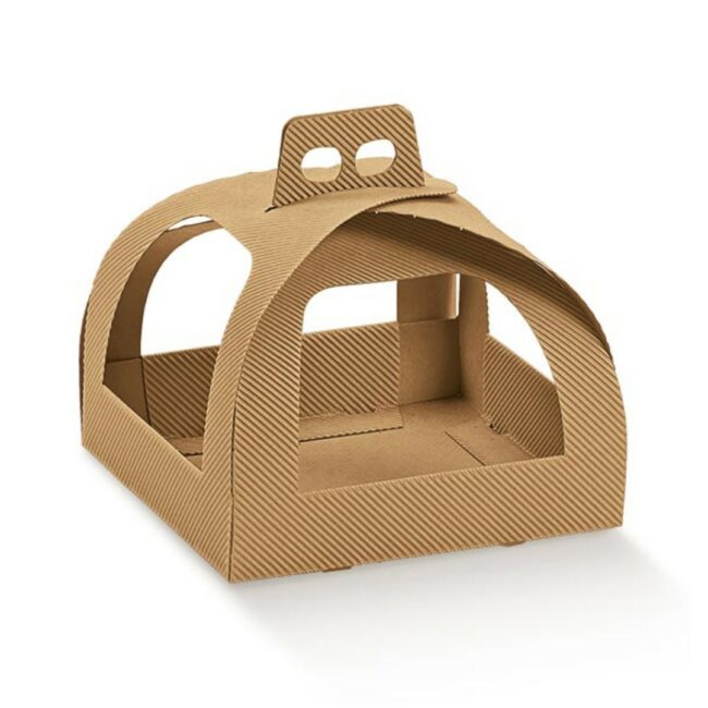 PORTAPANETTONE CON FIOCCO ONDA 1.0 AVANA 250X250X180MM
