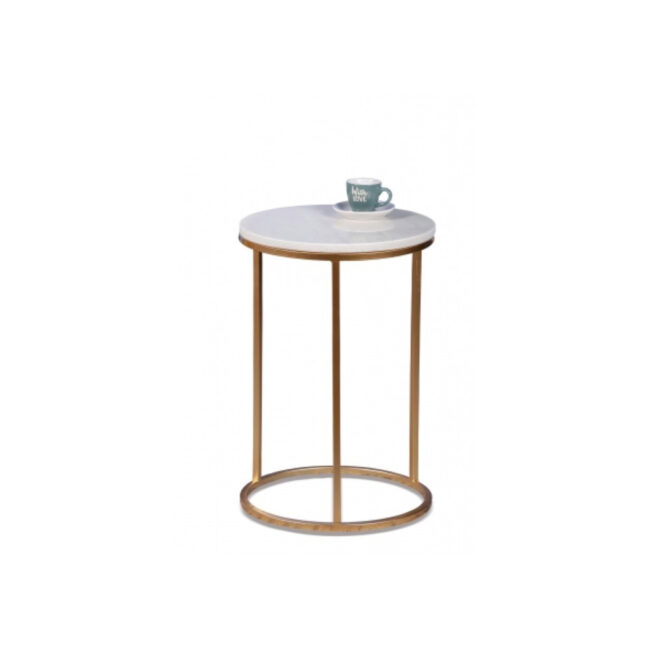 ROUND IRON AND MARBLE TABLE