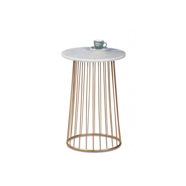 SIDE TABLE ROUND MARBLE & IRON D40CMxH59CM