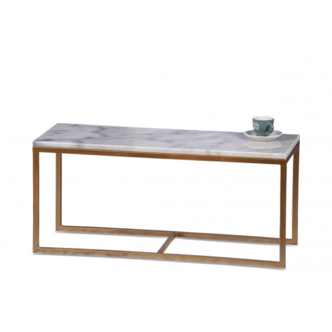 RECTANGULAR WHITE TABLE MARBLE & IRON