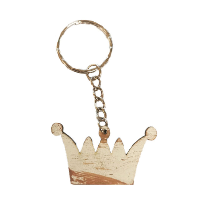 KEYRING CROWN  ECROU WITH BROWN FINISH