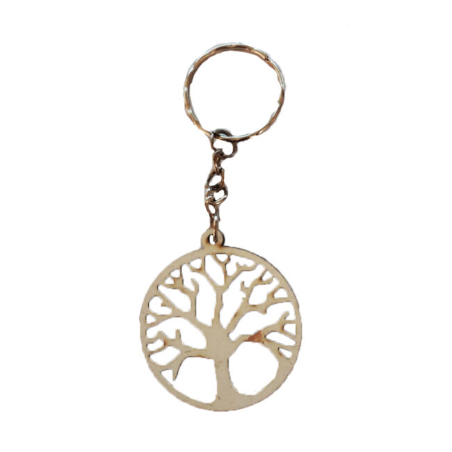 KEYRING TREE OF LIFE ECROU WITH OLD PINK FINISH