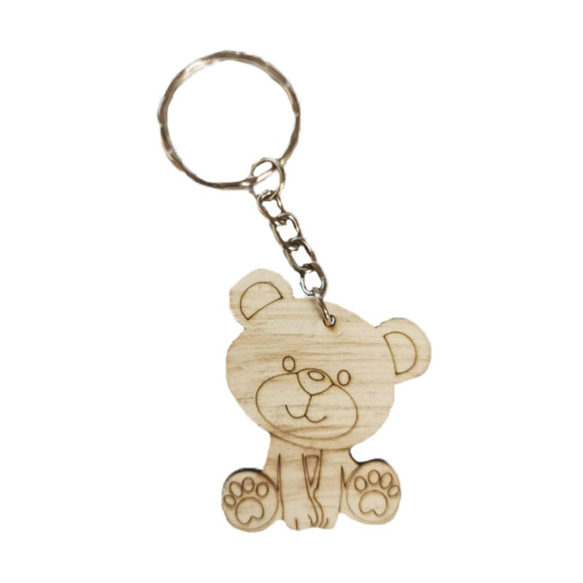KEYRING BEAR ECROU WITH BROWN FINISH 5CM