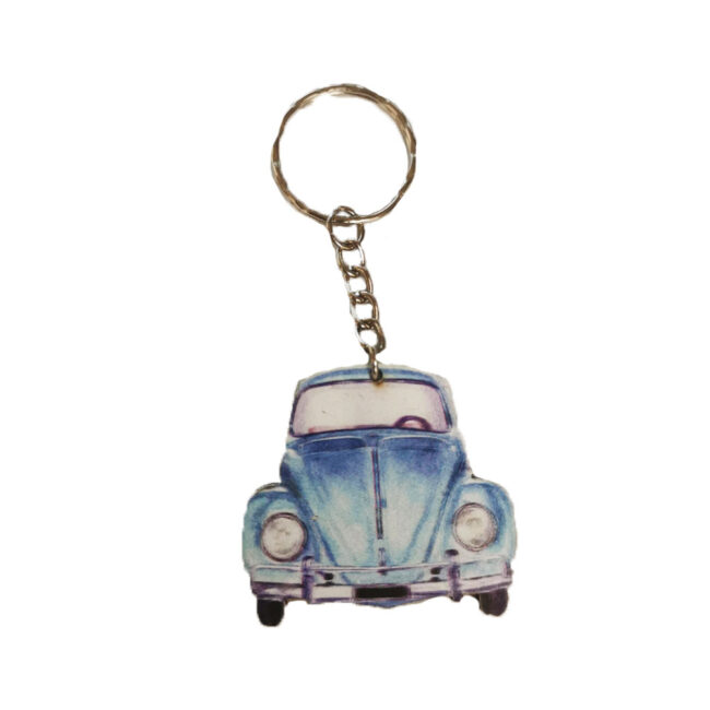 KEYRING SCARAB LIGHT BLUE WOODEN PRINT 5CM