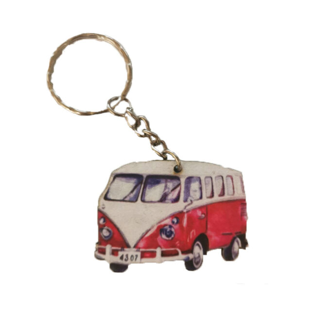 KEYRING BUS WOODEN PRINT 5CM
