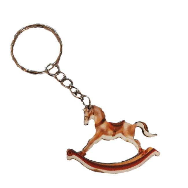 KEYRING HORSE WOODEN PRINT 5CM