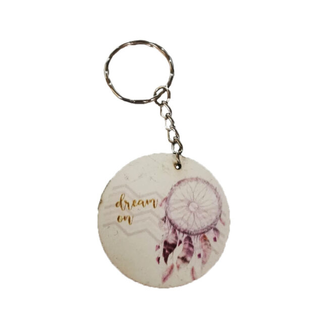 KEYRING DREAM ON WOODEN PRINT 5CM