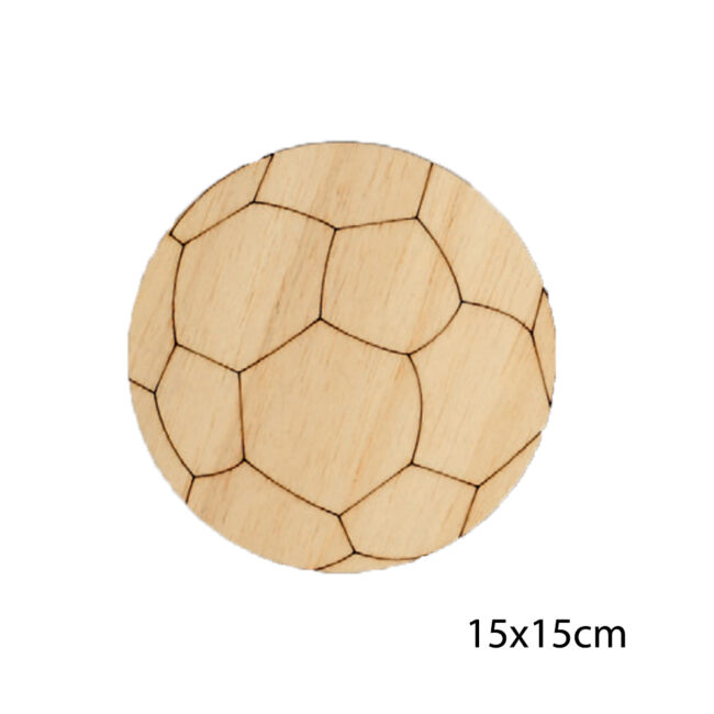 FOOTBALL BALL WOODEN 15X15CM