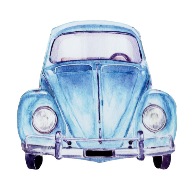 SCARAB CAR LIGHT BLUE WOODEN PRINT