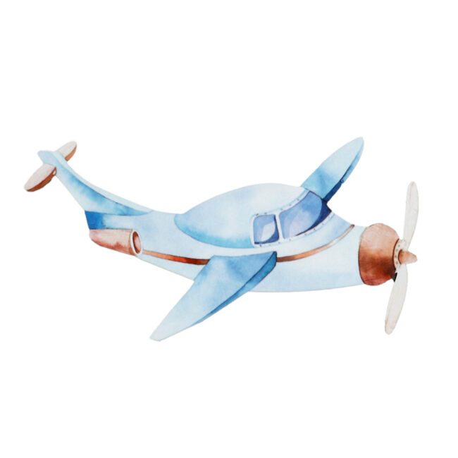 AIRPLANE LIGHT BLUE WOODEN PRINT
