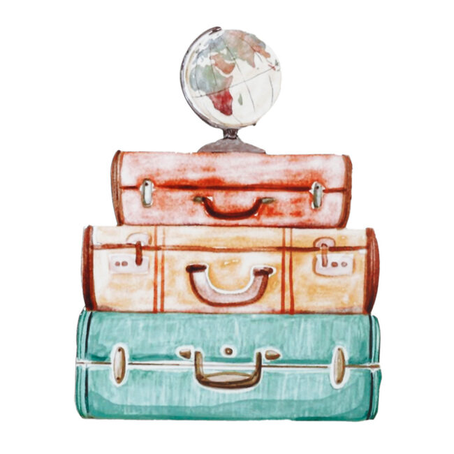 THREE SUITCASE HYDROGEN WOODEN PRINT